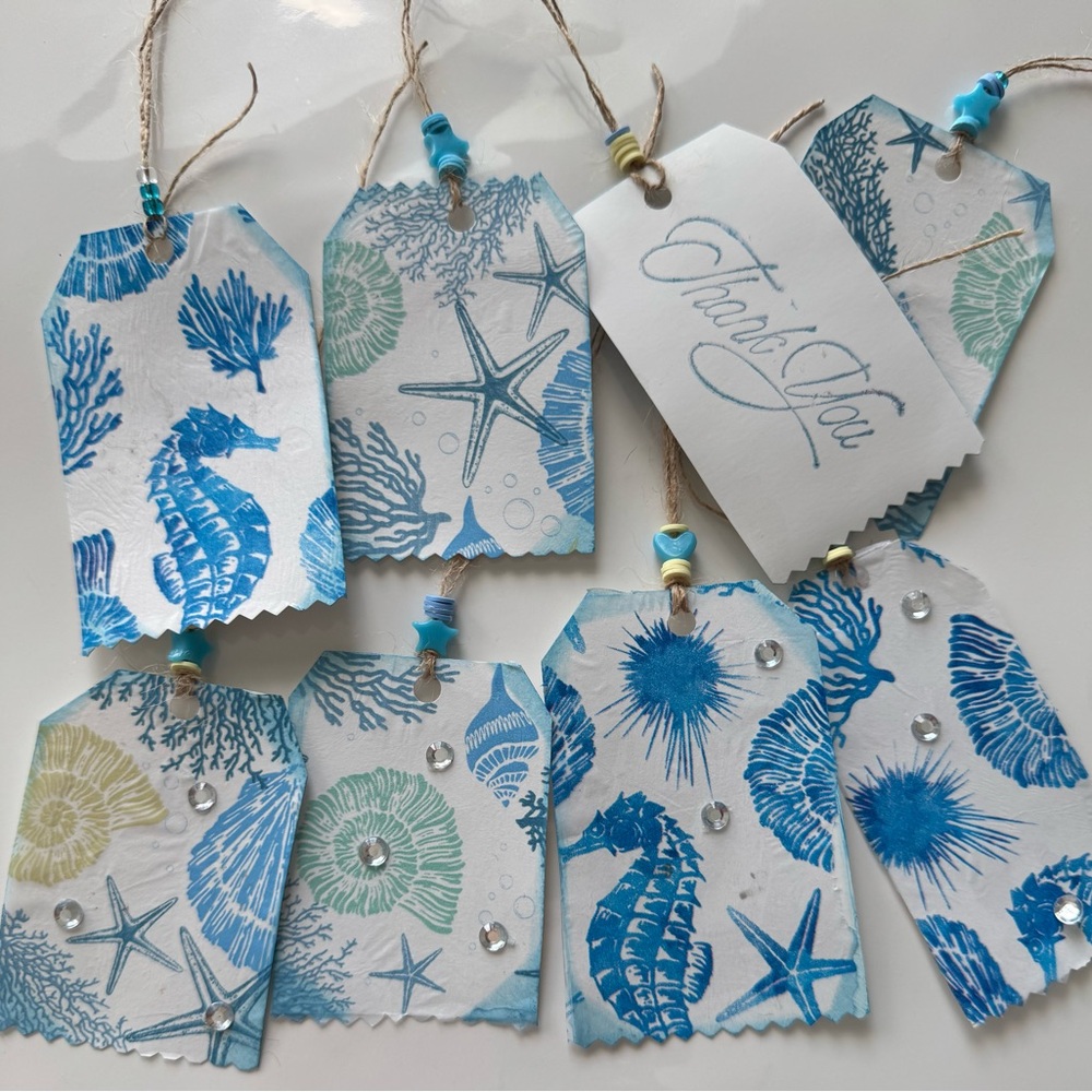 8 seahorse& Shell thank you & gift tags